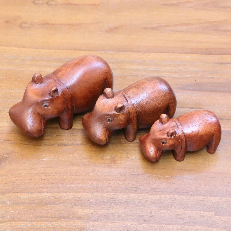 -Anti-scratch scratching board AND cat bed in oneHippo Family Artisan Made Set of 3 Hippo Sculptures with Natural Finish -Anti-scratch scratching board AND cat bed in oneHippo Family Artisan Made Set of 3 Hippo Sculptures with Natural Finish