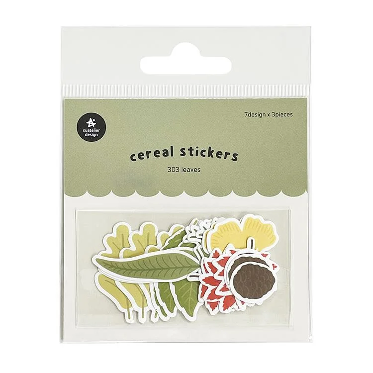 ---Suatelier 21pcs Leaves 7 Designs Die-Cut Sticker Flakes