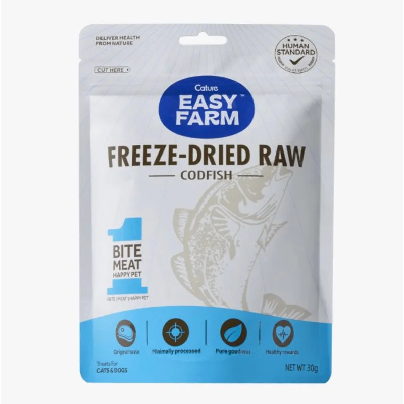  . **Ingredient-Related**  Easy Farm Cod Fish Freeze Dried Raw Cats and Dogs Treats