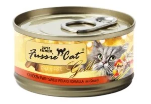 . **Ingredient-Related** Fussie Cat Super Premium Chicken with Sweet Potato Formula In Gravy 2.8oz . **Ingredient-Related** Fussie Cat Super Premium Chicken with Sweet Potato Formula In Gravy 2.8oz
