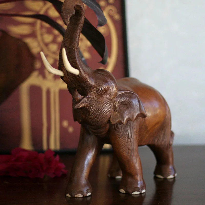 ---Elephant Joy Handcrafted Wood Sculpture