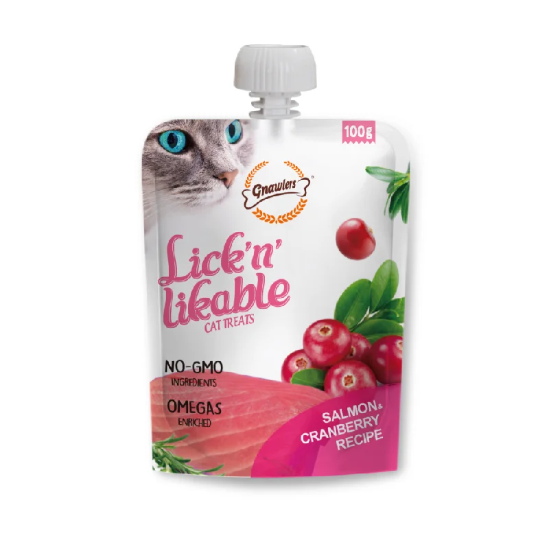 - Pet stroller can be taken on the planeGnawlers Salmon & Cranberry Lick n Likable Cat Treats