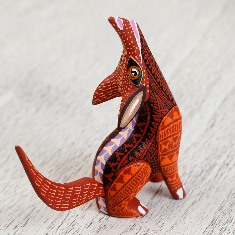 - ​​Pet toys under    yuanFascinating Coyote Wood Alebrije Coyote Figurine in Red and Orange from Mexico