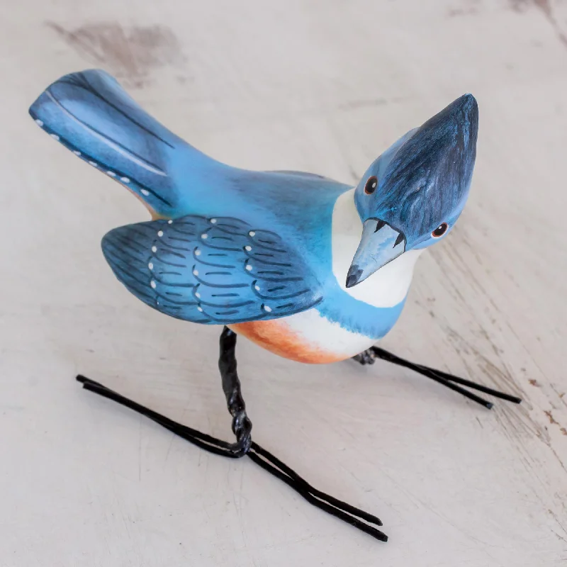 ---Kingfisher Hand Sculpted, Hand Painted Ceramic Kingfisher Figurine