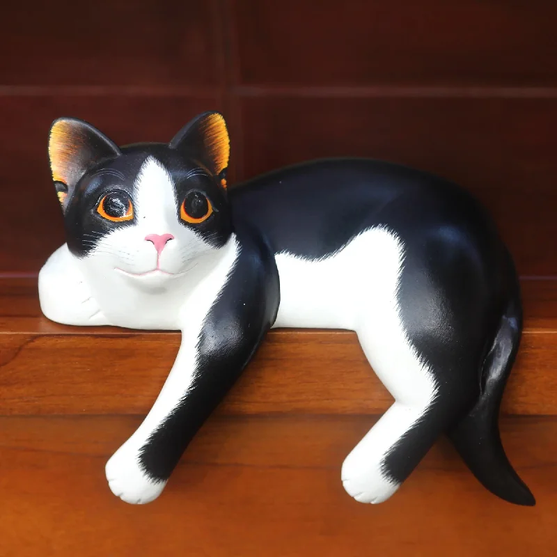 - Pregnant cat delivery room warming boxTuxedo Cat Relaxes Signed Balinese Tuxedo Cat Sculpture - Pregnant cat delivery room warming boxTuxedo Cat Relaxes Signed Balinese Tuxedo Cat Sculpture