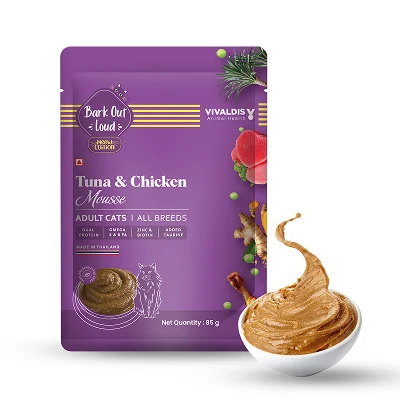 - Cat hair ball removal and hair removal creamBark Out Loud Fresh Tuna & Chicken Mousse Cat Wet Food