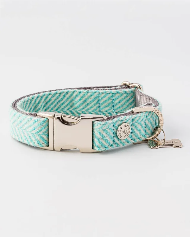 - Pet smart GPS locatorTweed Metal Buckle Dog Collar - Aqua Herringbone