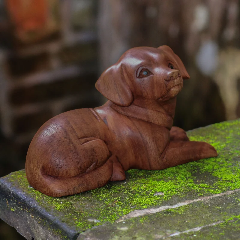 ---Best Boy Hand-Carved Wood Dog Sculpture from Bali