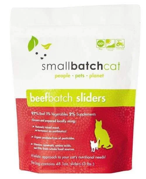    - Cat food for coat health  Smallbatch Cat Frozen Beef 3lb