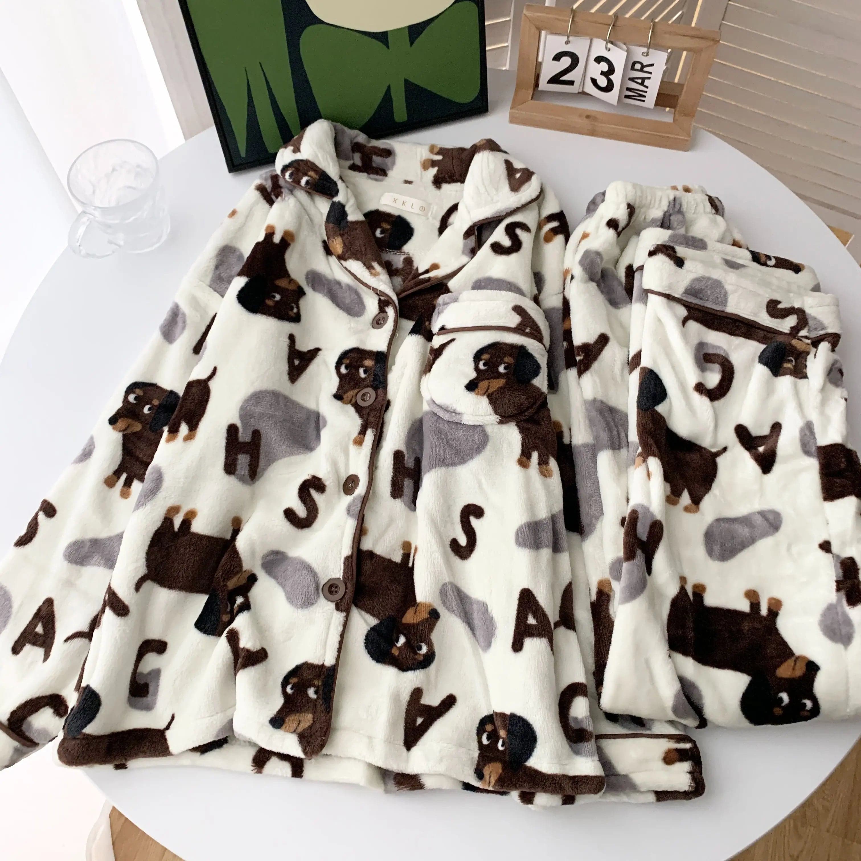 - Pet tear stain cleaning wipesWiener Dog Fleece Pajama Set