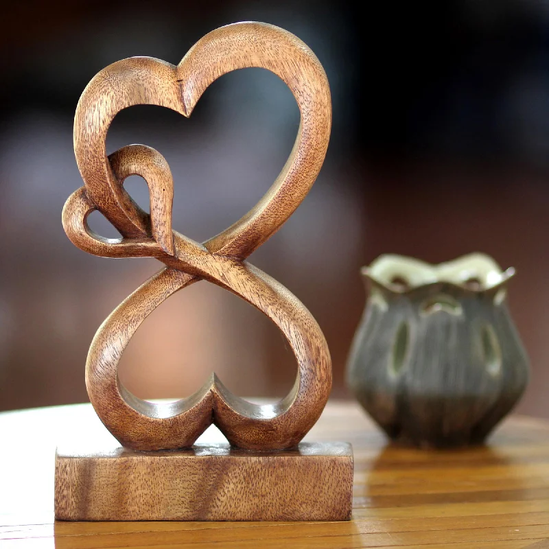 ---Love Blossoms Handmade Heart Shaped Wood Sculpture