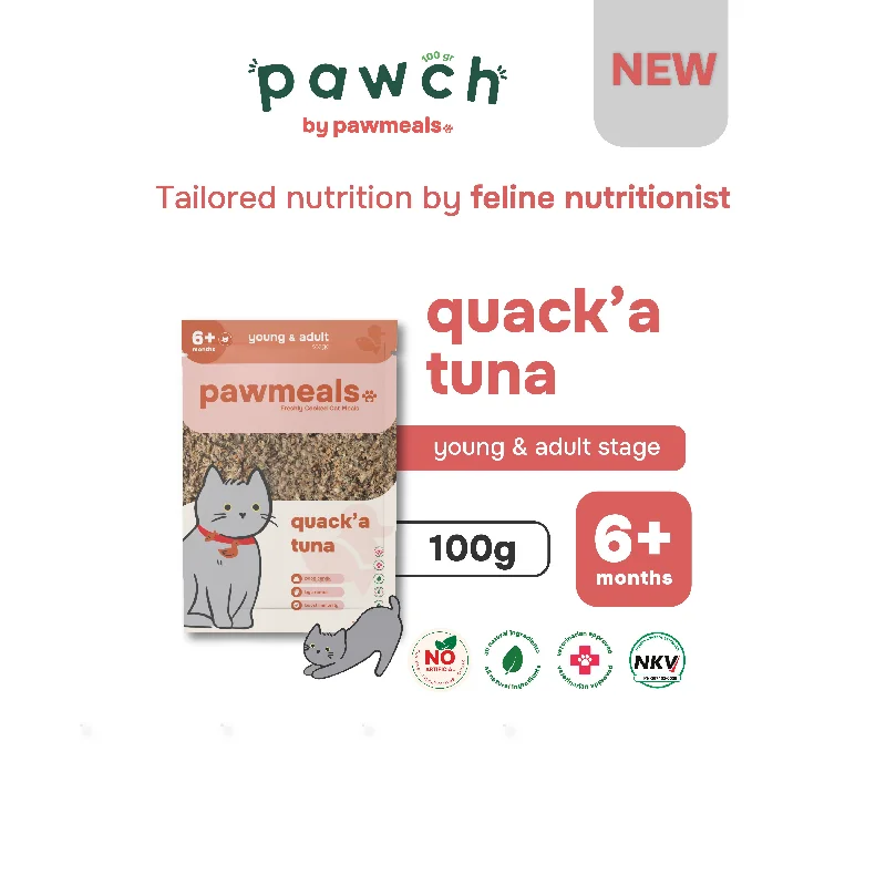    - Fish-based cat food  Quack'a Tuna Cooked Cat Food