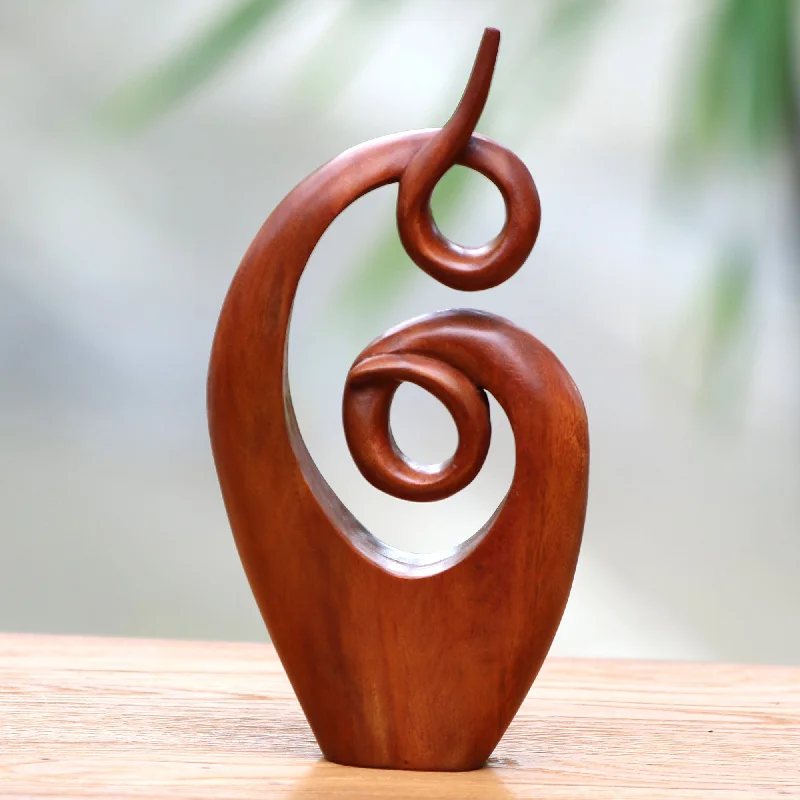 - Foldable and portable cat bagTwirling Together Handcrafted Suar Wood Abstract Sculpture from Bali - Foldable and portable cat bagTwirling Together Handcrafted Suar Wood Abstract Sculpture from Bali