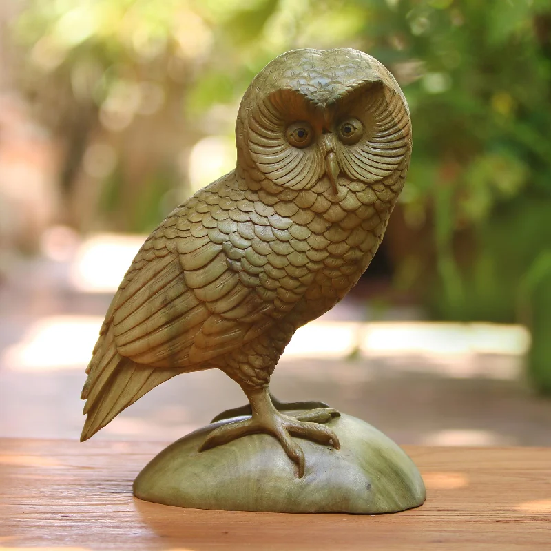 - Natural latex pet mattressIntelligent Owl Hand-Carved Hibiscus Wood Owl Sculpture from Bali - Natural latex pet mattressIntelligent Owl Hand-Carved Hibiscus Wood Owl Sculpture from Bali