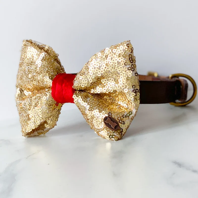 -Splash-proof food bowl AND Anti-choking slow food bowlBette Sequinned Dog Bow Tie | Gold & Red -Splash-proof food bowl AND Anti-choking slow food bowlBette Sequinned Dog Bow Tie | Gold & Red