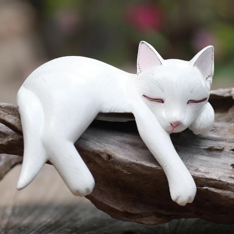 - Pet electric nail grinder silent modelLounging Cat in White Hand Carved Suar Wood Cat Statuette - Pet electric nail grinder silent modelLounging Cat in White Hand Carved Suar Wood Cat Statuette