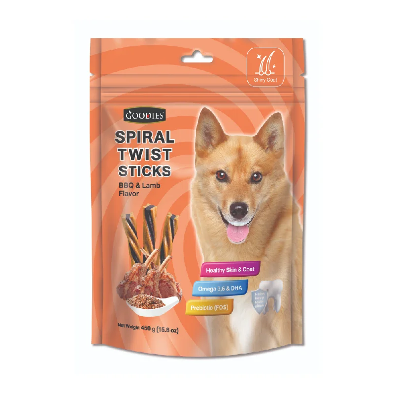 ---Goodies BBQ & Lamb Spiral Twist Stick Dog Treats