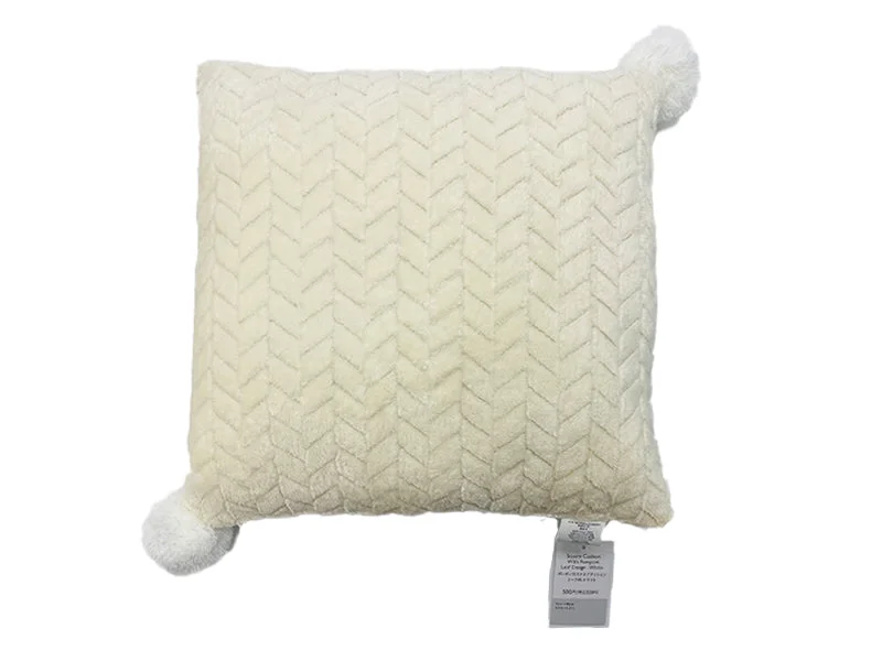 - Teething and chewing toys for puppiesSquare Cushion with Pompom Leaf Design White