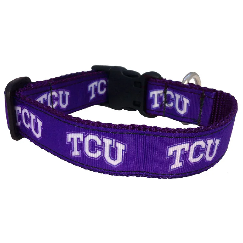  . **Pet collar with custom engraving**TCU Horned Frogs Premium Dog Collar