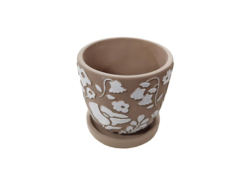 - Pet fence foldable indoorPlanter Bowl Brown Flower 4.72in