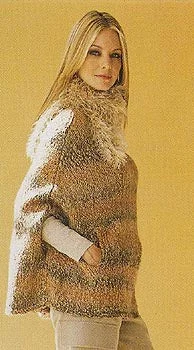 - Winter warm clothes for short-haired dogsPoncho with Fur Collar Pattern (Knit)