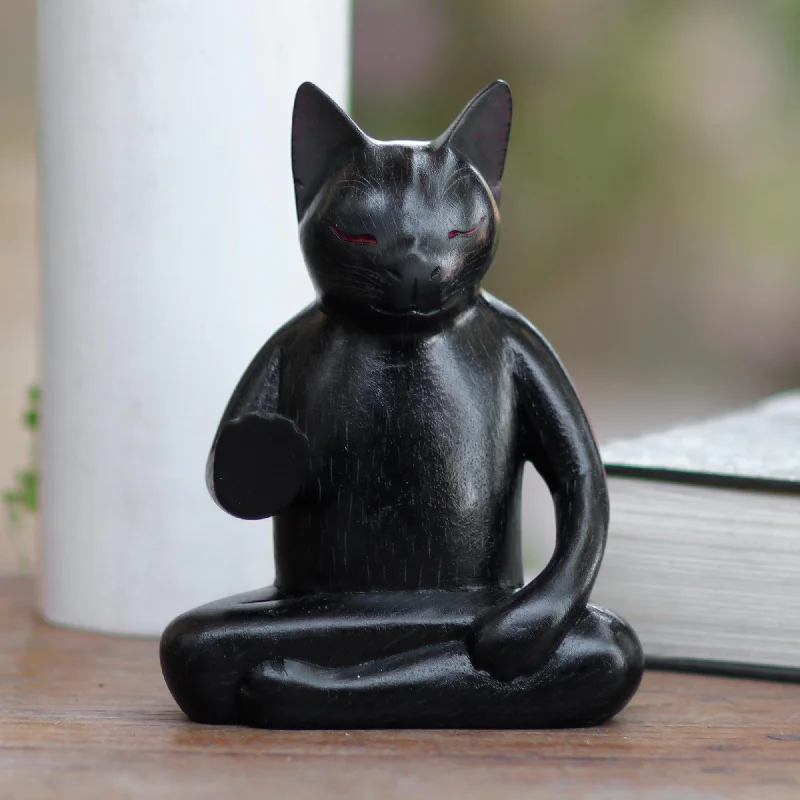 - Postoperative pet anti-licking Elizabethan collarBlack Cat Meditates Wood Statuette of Black Cat Meditating