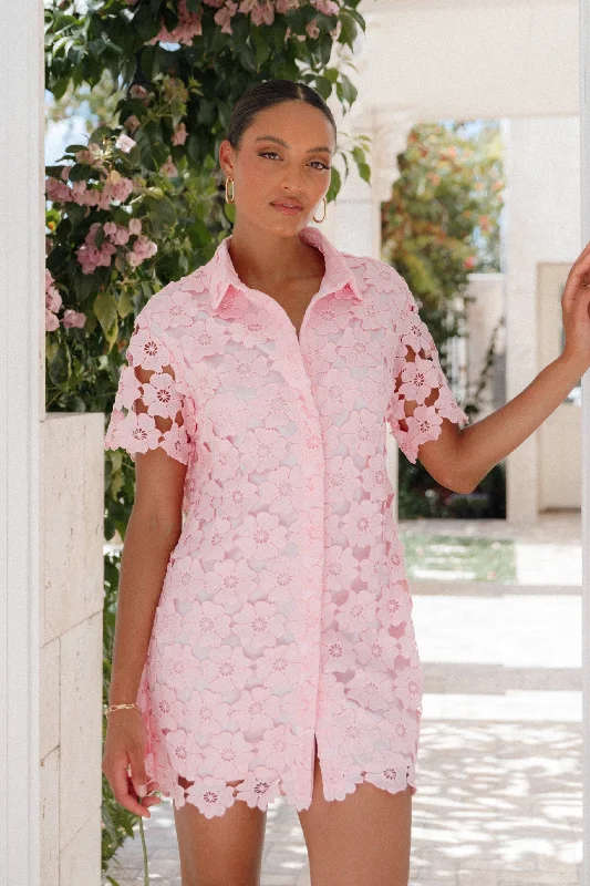 - Cat anti-jump window safety netTallie Button Up Mini Dress - Pink
