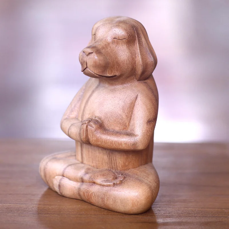 - Pet toys under yuanMeditating Puppy Brown Wood Puppy Sculpture in Whimsical Yoga Pose - Pet toys under yuanMeditating Puppy Brown Wood Puppy Sculpture in Whimsical Yoga Pose