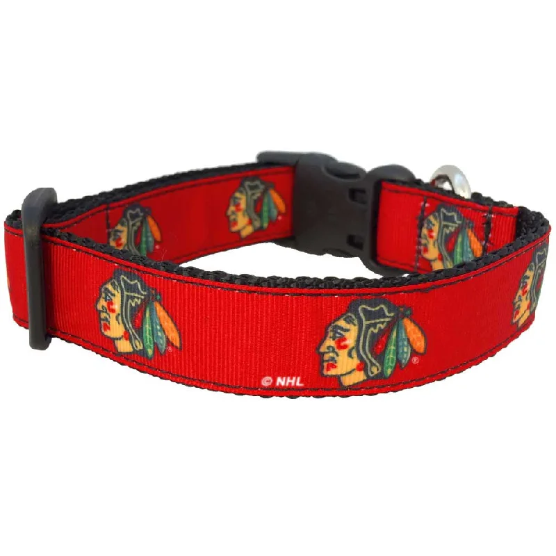  . **Pet collar with custom engraving**Chicago Blackhawks Premium Dog Collar