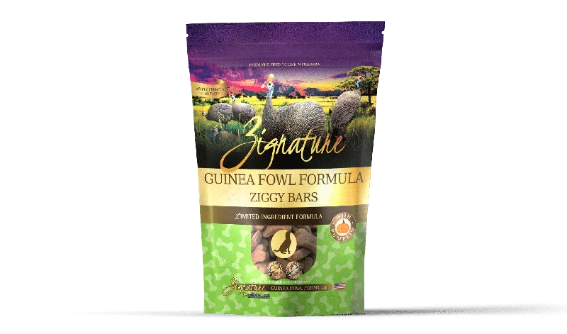 - Dog food nutritional analysisZignature Ziggy Bars - Guinea Fowl Formula Dog Treats 340g - Dog food nutritional analysisZignature Ziggy Bars - Guinea Fowl Formula Dog Treats 340g