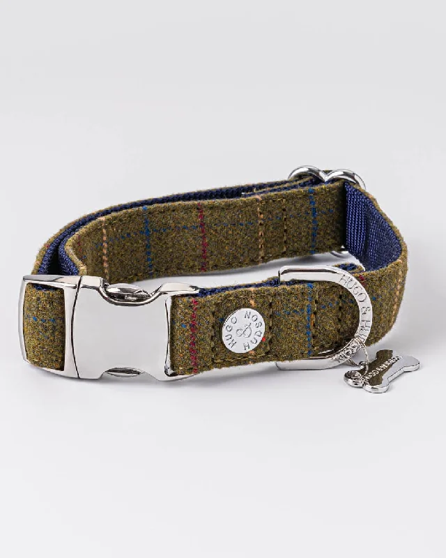 - Rabbit grass rack to prevent waste food boxTweed Metal Buckle Dog Collar - Dark Green Checked - Rabbit grass rack to prevent waste food boxTweed Metal Buckle Dog Collar - Dark Green Checked