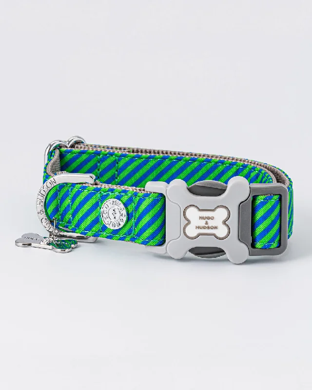 - Dog heart rate monitoring collarStriped Navy and Green Fabric Dog Collar