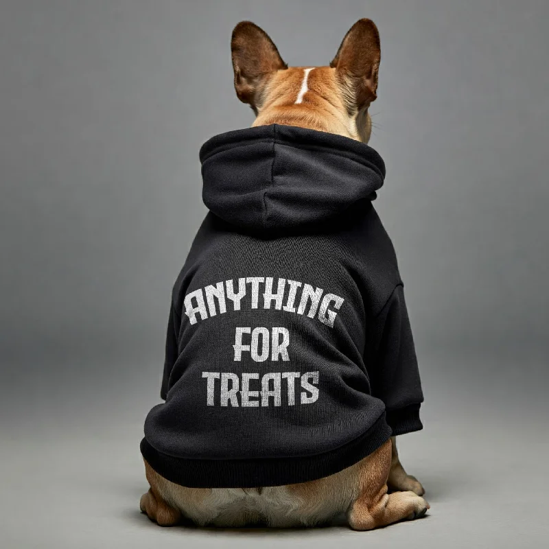 ---ANYTHING FOR TREATS - Personalized French Bulldog Hoodies with Funny Quotes – Stylish, Cozy, and Premium 100% Cotton ---ANYTHING FOR TREATS - Personalized French Bulldog Hoodies with Funny Quotes – Stylish, Cozy, and Premium 100% Cotton