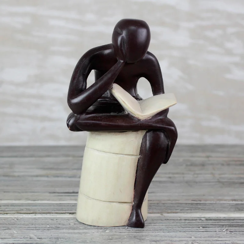 - Rabbit grass rack to prevent waste food boxThoughtful Reader Sese Wood Sculpture of a Reading Person from Ghana - Rabbit grass rack to prevent waste food boxThoughtful Reader Sese Wood Sculpture of a Reading Person from Ghana