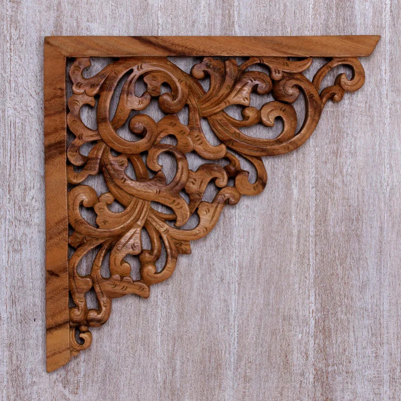 - Foldable and portable cat bagForest Corner Hand Crafted Suar Wood Vine Motif Relief Panel from Bali - Foldable and portable cat bagForest Corner Hand Crafted Suar Wood Vine Motif Relief Panel from Bali
