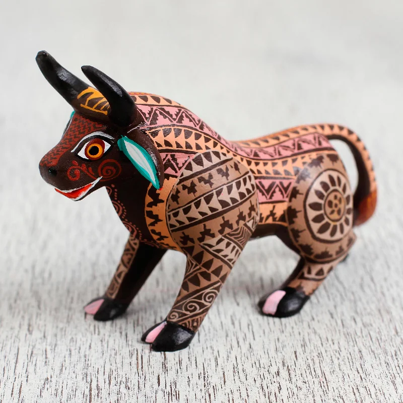 -Anti-scratch sofa protective coverEarthen Bull Wood Alebrije Bull Figurine in Brown from Mexico -Anti-scratch sofa protective coverEarthen Bull Wood Alebrije Bull Figurine in Brown from Mexico