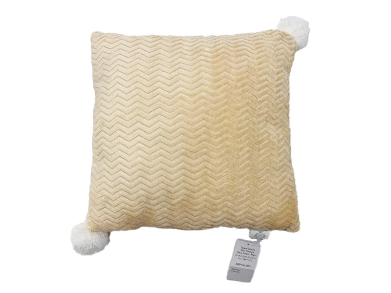 - Winter dog thick down jacketSquare Cushion with Pompom Wavy Pattern Beige