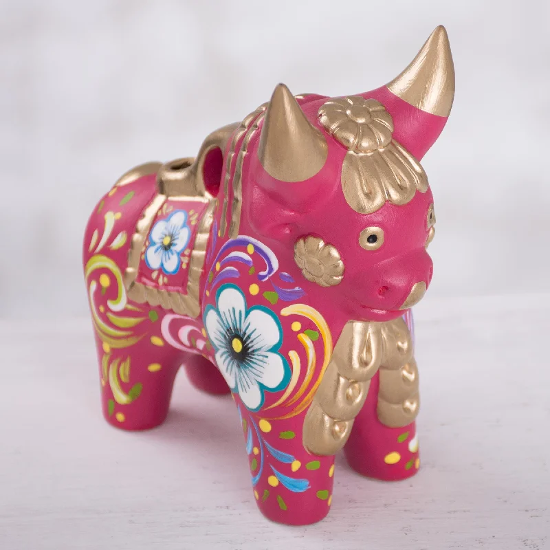 - Pregnant cat delivery room warming boxFestive Bull Fuchsia and Multi-Color Floral Motif Ceramic Bull from Peru - Pregnant cat delivery room warming boxFestive Bull Fuchsia and Multi-Color Floral Motif Ceramic Bull from Peru