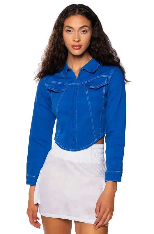 SKY IS THE LIMIT LONG SLEEVE DENIM TOP