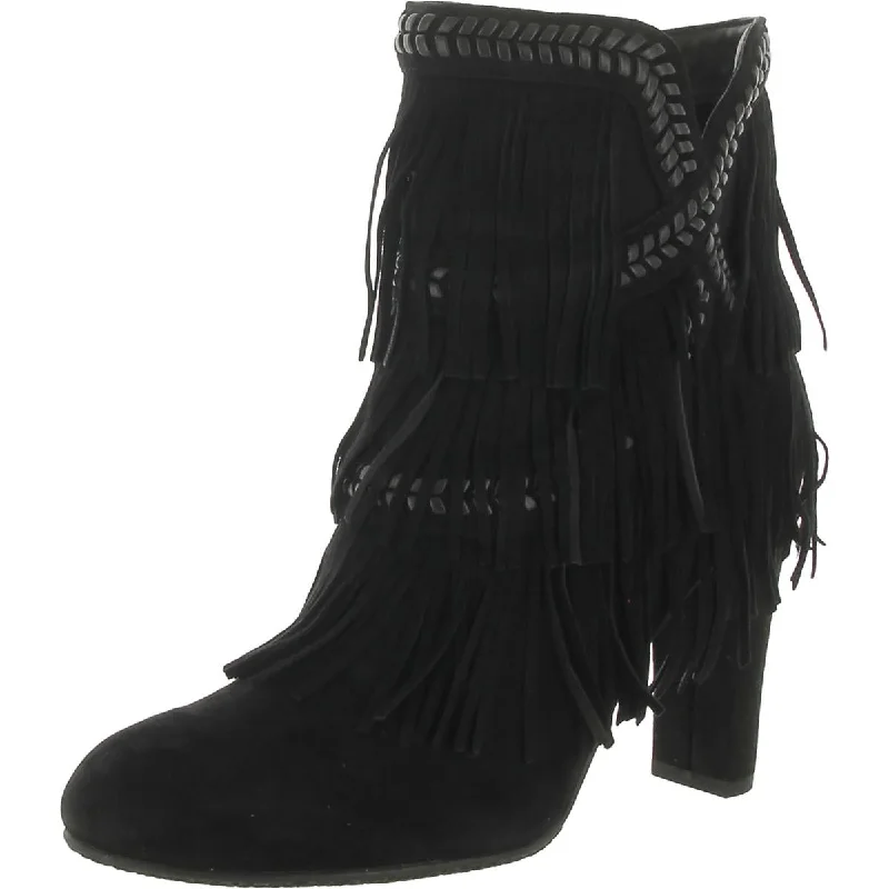 Kaleb Womens Suede Fringe Ankle Boots