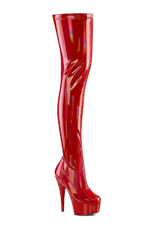 DELIGHT-3000HWR Red Patent Thigh Boot