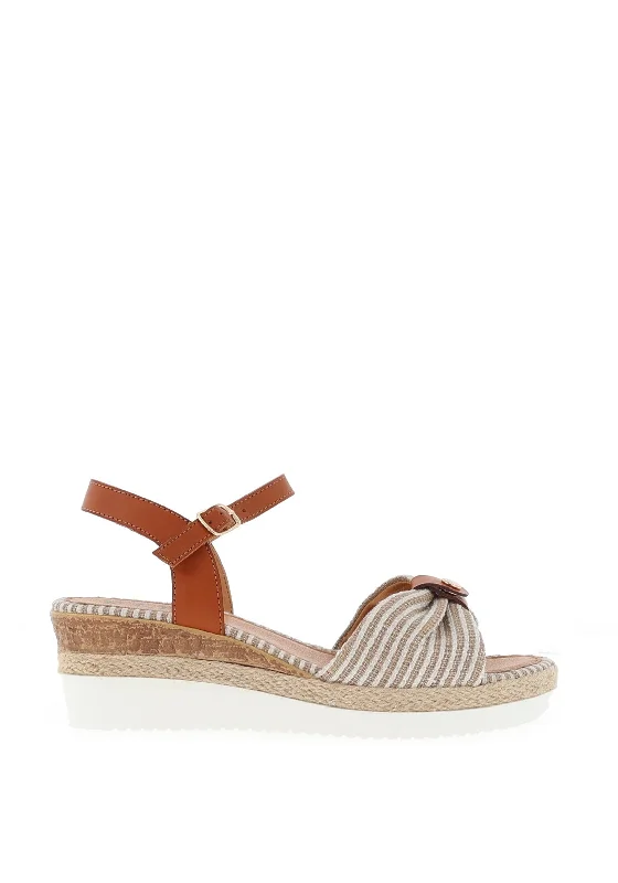 Redz Woven Strap Stripe Wedge Sandals, Beige Multi