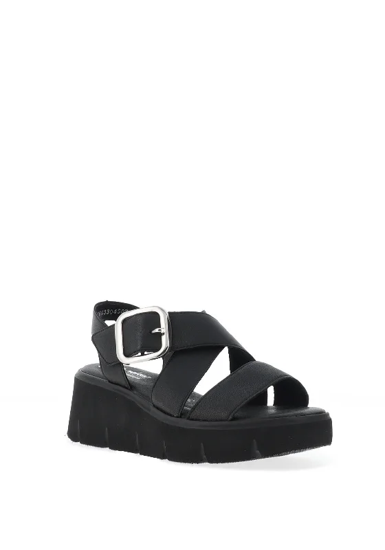 Rieker Womens Evolution Velcro Caged Sandals, Black