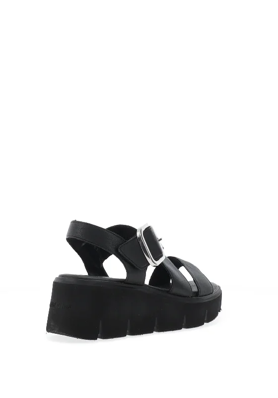 Rieker Womens Evolution Velcro Caged Sandals, Black