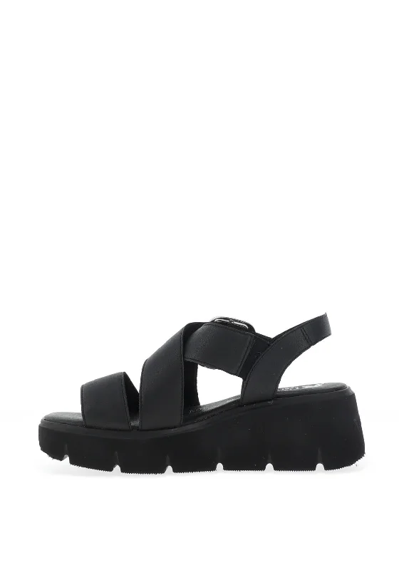 Rieker Womens Evolution Velcro Caged Sandals, Black