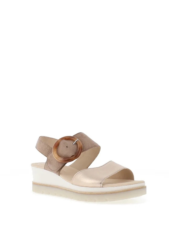 Gabor Leather Colour Block Wedge Sandals, Powder & Rabbit