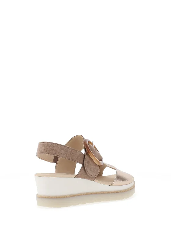 Gabor Leather Colour Block Wedge Sandals, Powder & Rabbit