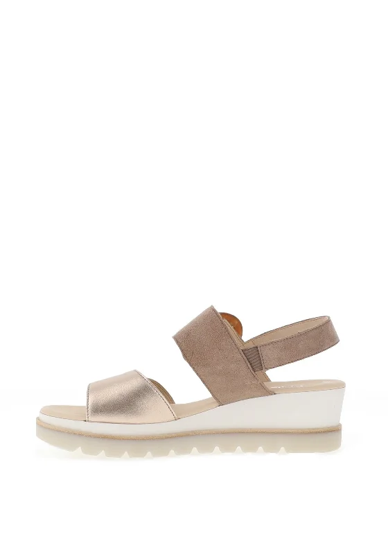 Gabor Leather Colour Block Wedge Sandals, Powder & Rabbit