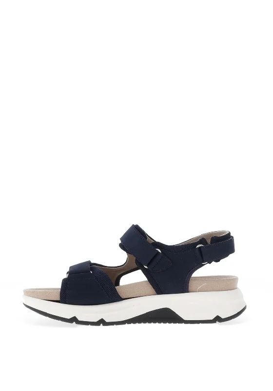 Gabor Rolling Soft Nubuck Leather Velcro Walking Sandals, Navy