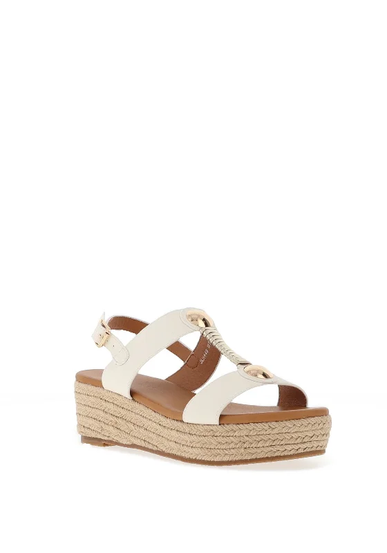 Lunar Ravena Woven Platform Sandals, White